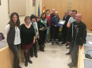 Dídac Rojano, al centre, va rebre l'homenatge de la Corporació Municipal